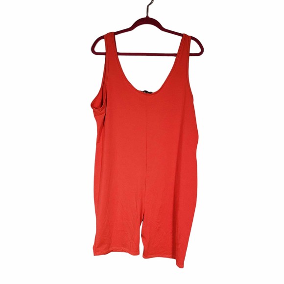 Forever 21 Plus size **1X/2X** (no tag) Orange Stretchy Romper AS IS - Picture 1 of 6